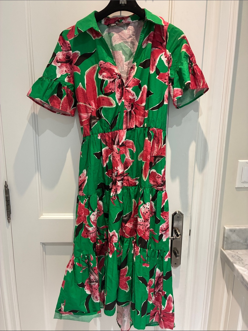 ZARA Floral Print Tiered Midi Dress Small 👵MT